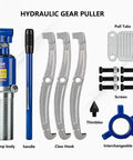 Heavy Duty Hydraulic Bearing Puller, 20 Ton Portable Gear Puller Kit Featuring Two Or Three Jaws, Forged Steel Wheel Bearing Separator Tool components including hydraulic pump, claw hooks, screws.