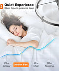 24 Inch Low Profile Ceiling Fan With Bright Led Light And Super Quiet Remote Control Sleek Black Design above a woman sleeping peacefully.