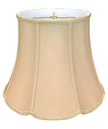 Eggshell Tall Drum Lamp Shade Dope Round Designer Look Silk Type Shantung, side view showing V-Notch Brass Spider Fitter.