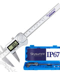 IP67 Waterproof Electronic Vernier Digital Caliper Measuring Tool Stainless Steel 0 To 6 Inch 150mm With Large LCD Screen Absolute Origin And Ultra Precise Performance For Tough Jobs in protective blue case.