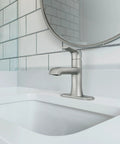 LISO One-Handle Bathroom Faucet In Spot Resist Brushed Nickel, Single Hole Sink Faucet With Optional Deck Plate And Push-Down Drain