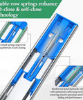 Five Pairs 22 Inch Soft Close Full Extension Ball Bearing Drawer Slides With Rear Bracket For Face Frame And Frameless Cabinets Built To Last Heavy Duty 100 Lbs Fits 12 14 16 18 22 24 Inch, close-up of soft-close spring mechanism