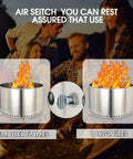 Group enjoying campfire with Smokeless Fire Pit For Campfires And Chill 20.5 Inch Wood Burning Camping Stove With Removable Stand And Ash Pan in action