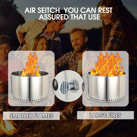 Group enjoying campfire with Smokeless Fire Pit For Campfires And Chill 20.5 Inch Wood Burning Camping Stove With Removable Stand And Ash Pan in action