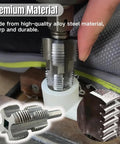 Drill Powered PVC Pipe Threader Kit With Three Dies Tap Die Set One Half Inch One Quarter Inch One Inch For Electric Drills in use on PVC