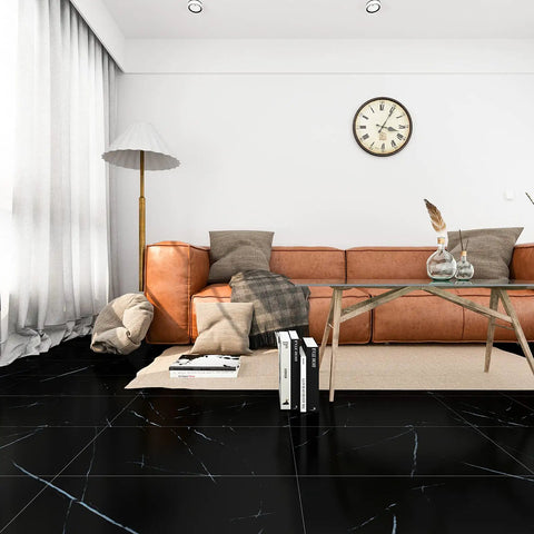Dope Black Marble Peel And Stick Floor Tiles 12 Inch By 24 Inch Self Adhesive Vinyl Flooring Waterproof And Removable For Bathroom Kitchen Living Room Renters 24 Pack