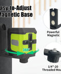 Pro Grade Green Cross Line Laser Level With Tripod, Self Leveling 100 Ft Range, 360 Degree Swivel Base For Construction And Leveling Projects, Batteries And Carry Bag Included. magnetic base with 1/4-20 threaded mount