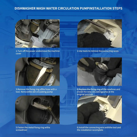 Installation steps for Dishwasher Circulation Pump Motor Assembly Replacement For Whirlpool Kenmore Maytag Amana Sears