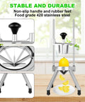 8 Section Citrus Cutter With V Shaped 420 Stainless Steel Blades Heavy Duty Lemon Slicer on kitchen counter.