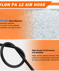 Beefed Up Air Line Kit For Air Spring Bag Suspension With Fittings, showing 30 Ft PA12 nylon hose material and flexibility