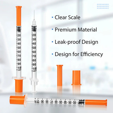 Individually Wrapped 100 Pack Disposable Syringes One Milliliter 30 Gauge Half Inch For Lab And Home Use with clear scale