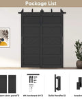 Bypass Sliding Barn Door Wave Pattern 72x84 With 5ft Hardware Kit Included Two Sets Of 36x84 Black Pre Drilled Panels Easy To Install