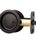 Pocket Door Latch With Round Sliding Handle Non Locking Passage For Hallway Or Closet Doors Flat Black Finish Easy To Install Part