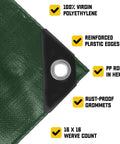Beefed Up Extreme Heavy Duty 20 Mil Poly Tarpaulin Tarp Cover Waterproof And UV Resistant With Reinforced Edges and grommets close-up
