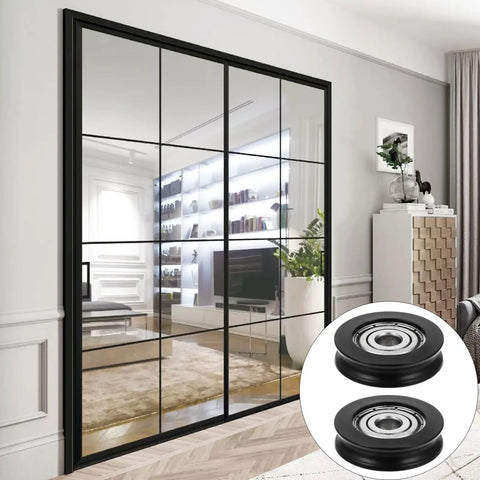U Groove Track Guide Bearing Kit, 6x27x8 Nylon U Type Wheel With Internal Grease, Deep Groove Ball Bearing for Cabinet, Window, Mechanical Equipment, Smooth, Quiet Operation, Durable Nylon Coated Pulleys on glass sliding door