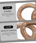 Close-up of Wooden Curtain Rod Rings 2 Piece Set Durable Multipurpose Curtain Hanging Rings for Roman Poles with smooth texture.