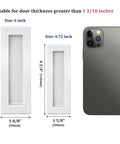 Recessed Finger Pulls For Sliding Doors And Barn Doors, Flush Closet Door Handles 4.72In, size comparison with smartphone.
