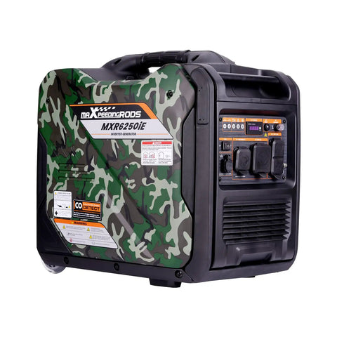 Powerful 5500W Inverter Generator Portable Gas Powered With Electric Start And Wheel Kit EPA Compliant RV Ready camo