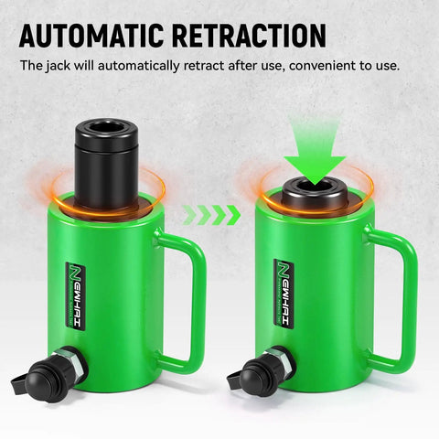 20 Ton Hydraulic Hollow Jack With 2 Inch Stroke Center Through-Hole Design Auto Retraction Ram Heavy Duty Workhorse For Lifting