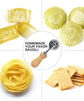 Ravioli Crimper Cutter Wheel For Home Kitchen Use 1.3 Inch Pastry Wheel Cutter With Fluted Edge And Wood Handle next to pasta