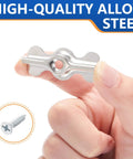 Double Wing Flush Mounting Clips With Screws Alloy Steel Recessed Trim Hardware Silver Drywall Fasteners For Wall Panels 24 Pack held in hand.