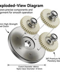Heavy Duty Electric Motor Gear Clutch Kit With 36T Nylon Gear Planetary System exploded-view diagram showing components