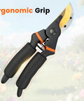 8.5 Inch Pruning Shears With Titanium Coated Japanese SK5 Steel Blade For Heavy Duty Garden Pruning Bypass Pruners With Ergonomic Handles That Cut Thick Branches Cleanly And Last Longer showing ergonomic grip