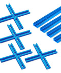 Universal T Track Bars With Intersection Kit Double Cut Profile Predrilled Mounting Holes For Router Table Easy Hook Up Built Tough Shop Workhorse Heavy Duty Aluminum Extrusion Pack Of Four in blue.