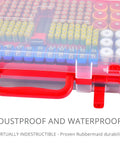 Massive 269 Battery Organizer Case With Built In Tester Dual Sided Storage For AA AAA 9V C D 18650 And Button Cells Keeps Batteries Sorted Easy Access And Ready For Any Household Project, red clear plastic case