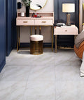Bedroom with 32 Pack Peel And Stick Floor Tiles 12x12 Light Grey Marble Vinyl Flooring Self Adhesive