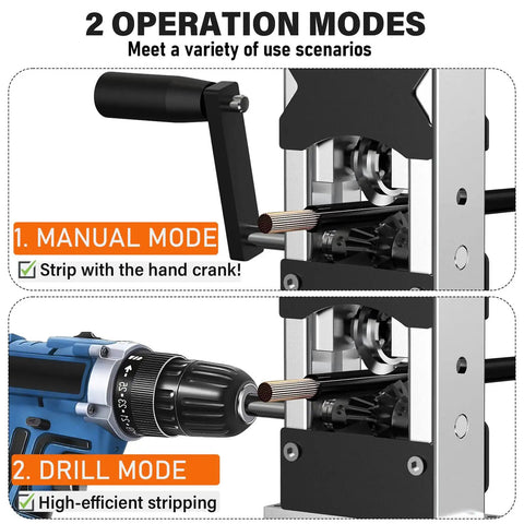 Rugged Wire Stripping Tool With Hand Crank Or Drill Power For Scrap Copper, Quick 0.06 To 1.18 Inch Cable Stripping, Portable And Adjustable Die