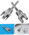 Heavy Duty Pipe Thread Cutting Tool Kit For Pvc And Plastic Pipes Dual Function Internal External Threading Carbon Steel Handheld Pipe Tapper views of dual threading heads with sharp cutting edges.