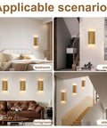 ZEROUNO Modern LED Wall Sconce Indoor Wall Lights Set of 2, Bronze Hardwired Up and Down, stylish lighting for bedroom and stairs.
