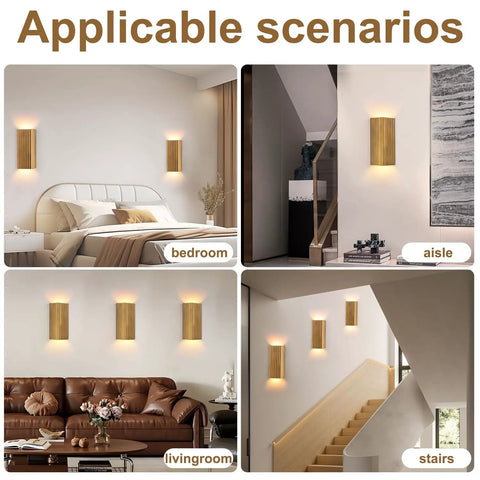 ZEROUNO Modern LED Wall Sconce Indoor Wall Lights Set of 2, Bronze Hardwired Up and Down, stylish lighting for bedroom and stairs.