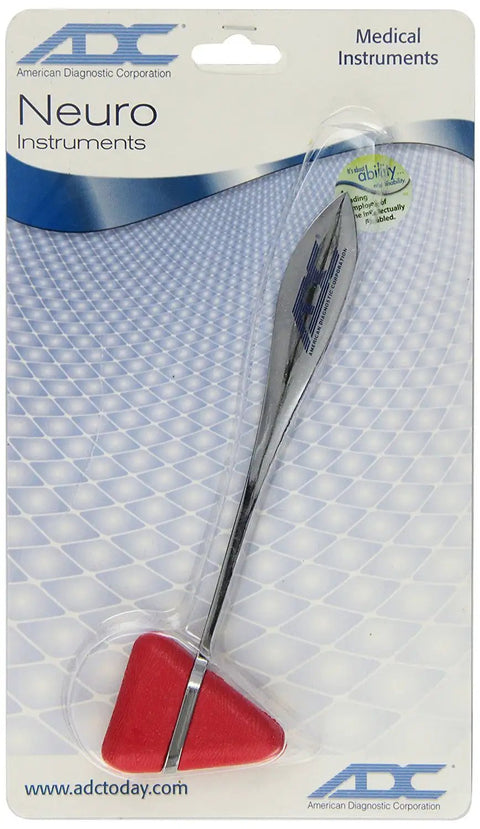 Go To Neurological Reflex Hammer With Chrome Handle And Triangular Synthetic Rubber Head For Testing Joint Reflexes And Checking Bone Fractures, 7 Inch Medical Instrument, Latex Free, Ships In Retail Packaging, One Year Warranty, packaged