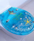 Soft Close Toilet Seat With Quick Release Lid And Ergonomic Design Hella Smooth Silent Close Hinges with ocean-themed decor.