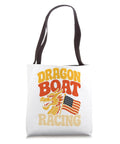 Paddlers Tote Bag For Dragon Boat Crew And Racing Teams, Race Day Carryall For Practice And Events, white with dragon design