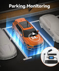 USB C Dash Cam Hardwire Kit 4A With Battery Drain Protection, 11.5 Feet Cable installed in car for parking monitoring