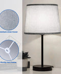Drum Lampshade Set For Table And Floor Lamps Natural Linen Replacement Shades With Easy Assembly on black lamp