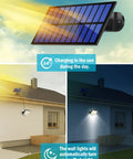 Split Solar Panel Outdoor Light Kit With 106 LED Motion Sensor IP65 Waterproof 120 Degree Lighting Garden Wall Light charging in sun