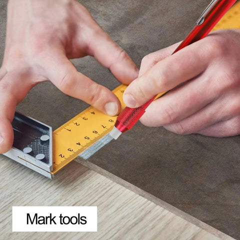 Pro Grade Soapstone Holder Kit Pack Of 14 With 2 Round Pencils And 12 Refills for precise metal marking on ruler edge