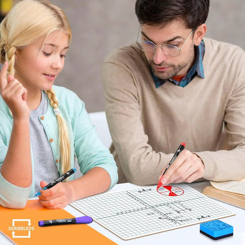 Teacher and student using Dry Erase XY Axis Graph Lap Boards Set 9x12 Inches Double Sided Whiteboards For Students And Classrooms