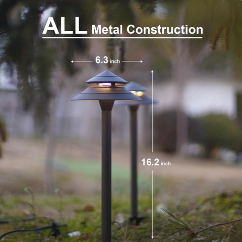 8 Pack 3W LED Low Voltage Pathway Lights Kit With 180 Lumen Output Hardwired 12V Pagoda Style Walkway Lights in garden