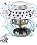 2 In 1 Bathtub Drain Plug Stopper Hair Catcher With Stainless Steel Filter Pop Up Drain Fits 1.6 To 2.0 Inch Holes