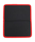 Magnetic Tool Mat With 40 Lb Holding Power 9.6x11 Inch Foldable Parts Holder Pad Oil PVC Coating For Auto Repair Garage Organization And Workshop Use Keeps Wrenches Bolts And Screws Secure, folded black mat with red PVC edge