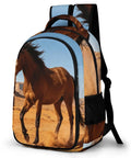 Western Style Horse Print Unisex Backpack with Large Capacity for School, Work, and Travel, showing front view of horse design.