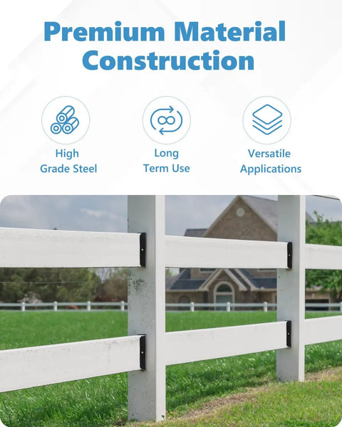 Heavy Duty 2x4 Fence Bracket Set For Wood Rails And Deck Railings 20 Pack Black 2x4 Post Brackets 1mm Thick 18 Gauge Screws Not Included Built Tough Steel For Long Lasting Outdoor Use