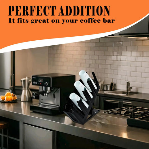 Two Pack Paper Cup And Lid Holder 4 Compartment Disposable Cup Dispenser on kitchen countertop next to coffee machine