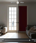 Easy Install Front Door Sidelight Curtain, No Drill Privacy Window Cover, Thermal Insulation For Patio Glass Doors, 12 Inch By 69 Inch Red, 1 Panel Full Kit With Adhesive Straps And Manual, Quick Mess Free Setup shown installed blocking light