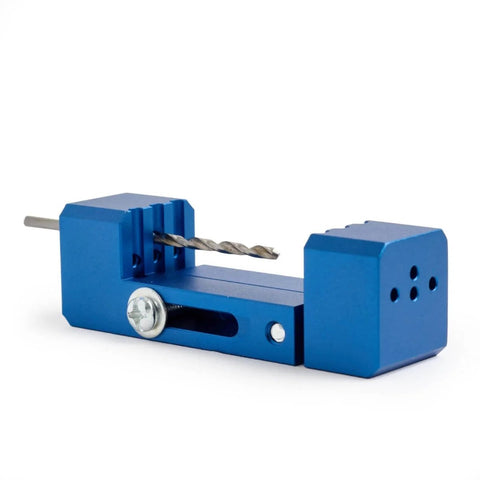 Derby Car Drill Jig For Precise Axle Holes Create Straight Or 2.5 Degree Angled Holes And Raised Wheel Holes To Speed Up Your Pinewood Derby Build, Save Time, And Get A Cleaner, Faster Car On Race Day, blue aluminum jig with drill bit included